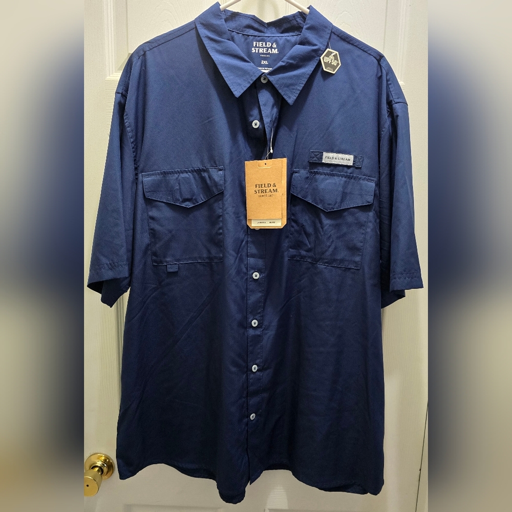 Field & Stream Men's Navy Button-Down Shirt 2xl